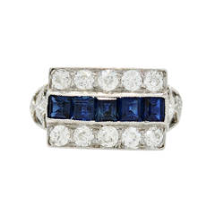 Stunning Art Deco Sapphire Diamond Platinum Engagement/Fashion Ring