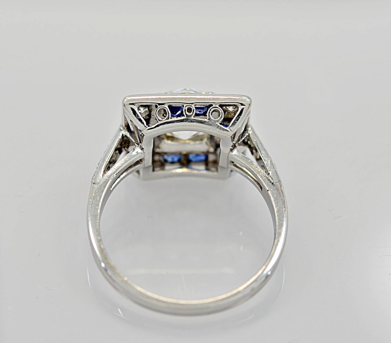 Mesmerizing Art Deco 1.65ct. Diamond & Sapphire Engagement Ring E.G.L. In Excellent Condition In Tampa, FL
