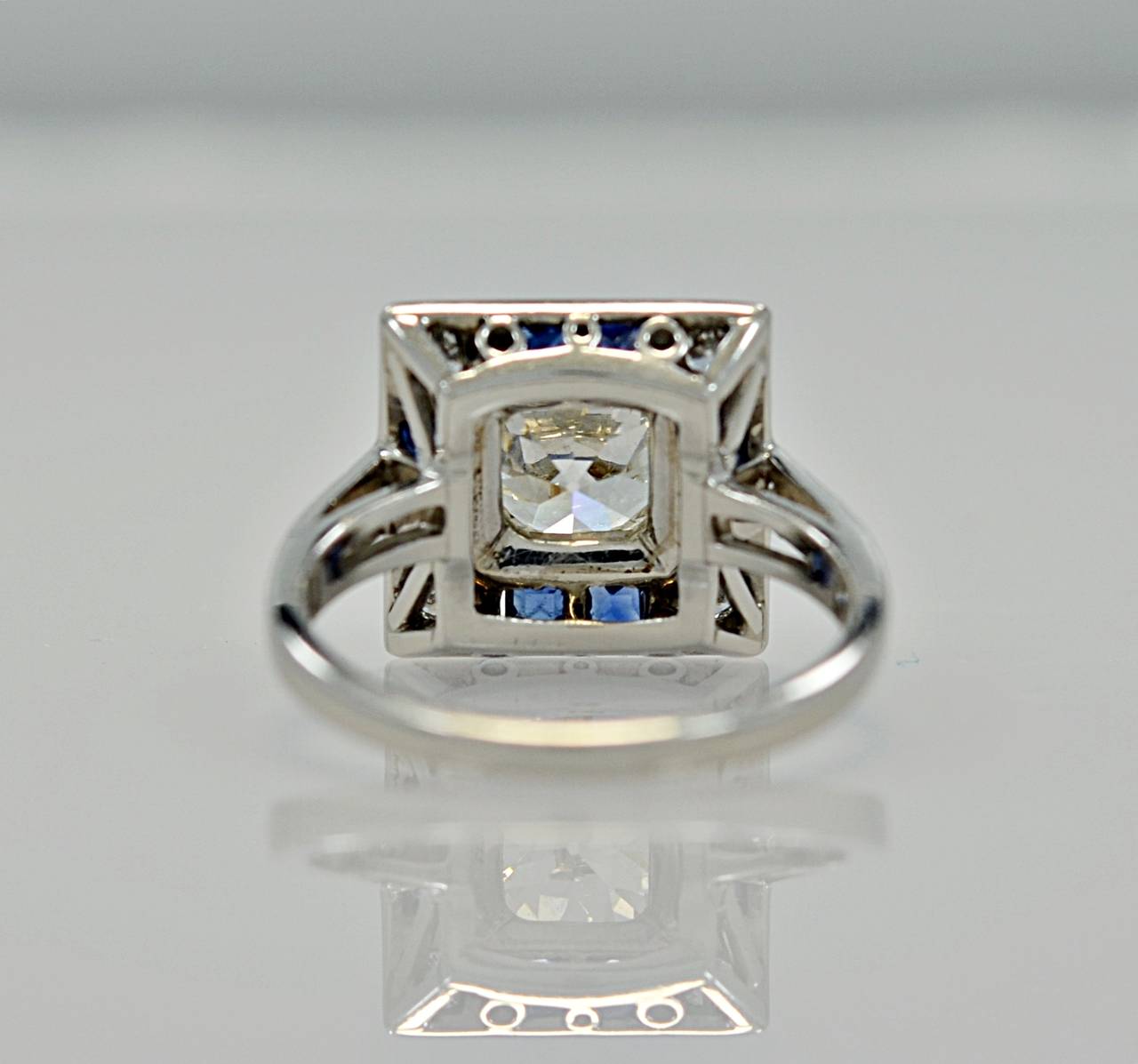 Women's Mesmerizing Art Deco 1.65ct. Diamond & Sapphire Engagement Ring E.G.L.