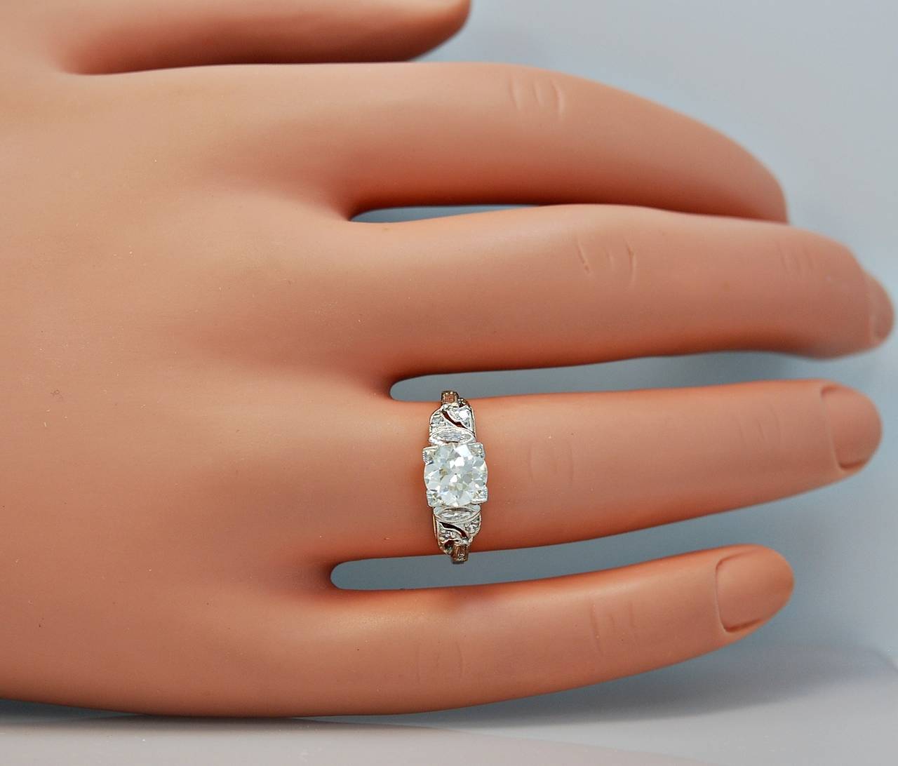 Astounding Art Deco 1.17 Carat Diamond Platinum Engagement Ring 3