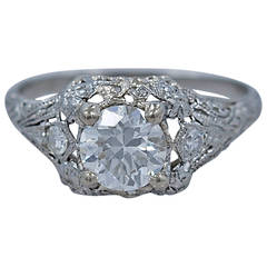 1920s .84 Carat Diamond Platinum Engagement Ring 7