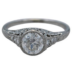 Antique 1920s 1.00 Carat Orange Blossom Floral Design Diamond Platinum Ring