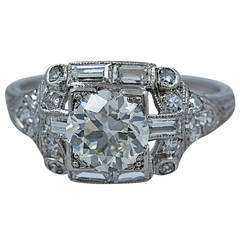 Art Deco Stunning 1.15 Carat Diamond Platinum Engagement Ring