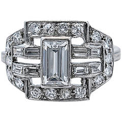 Sizzling Art Deco Diamond Platinum Engagement Ring