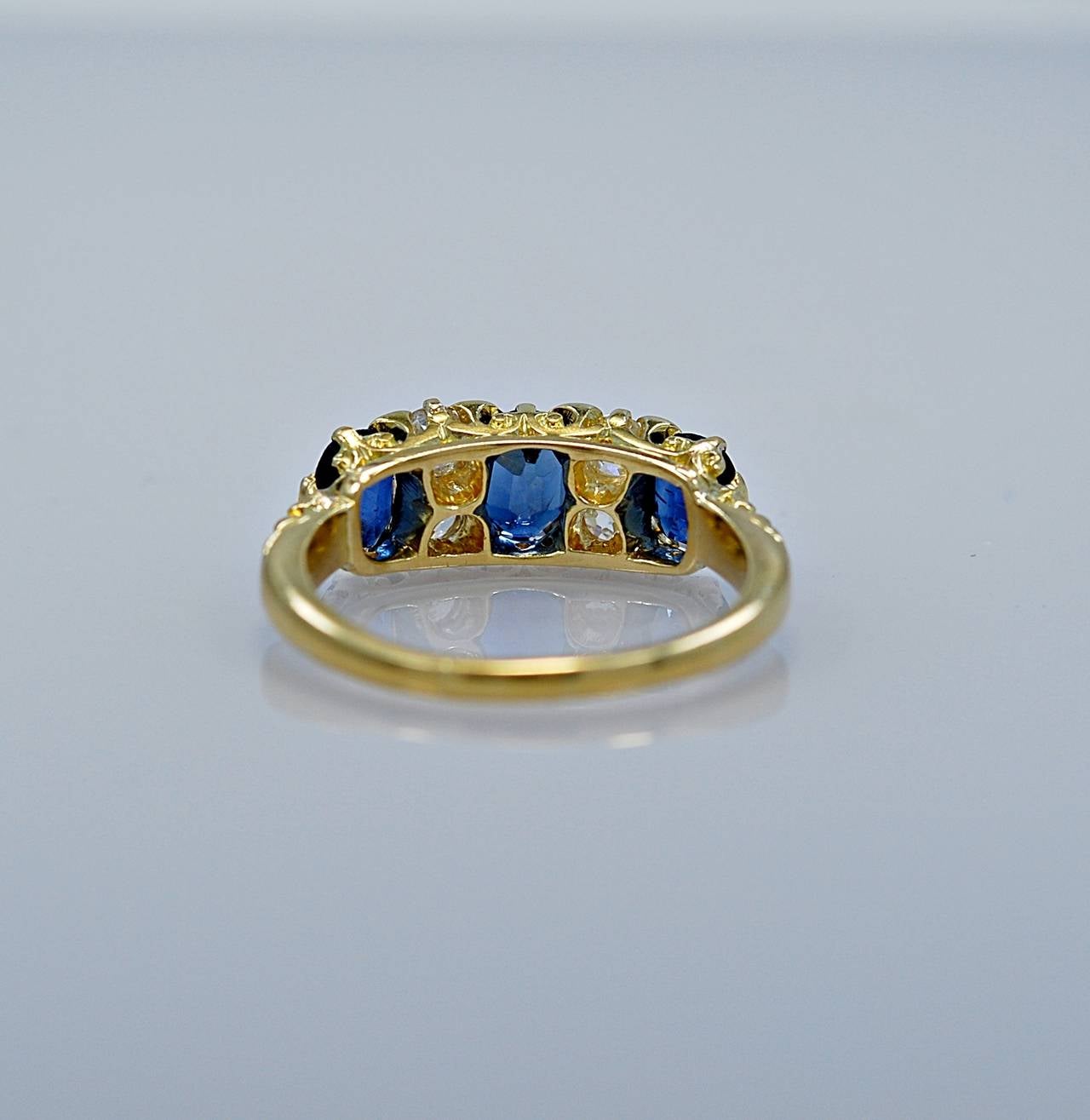 Beautiful Edwardian Natural Sapphire and .50 Carat Diamond Band Ring 1