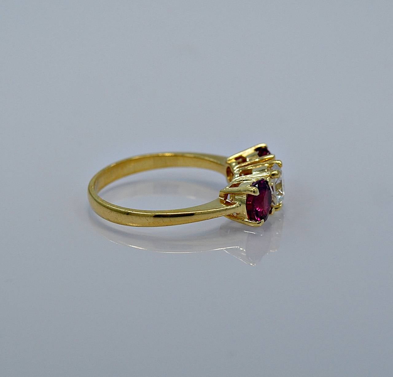 Astounding Ruby Diamond Gold Engagement Ring In Excellent Condition In Tampa, FL