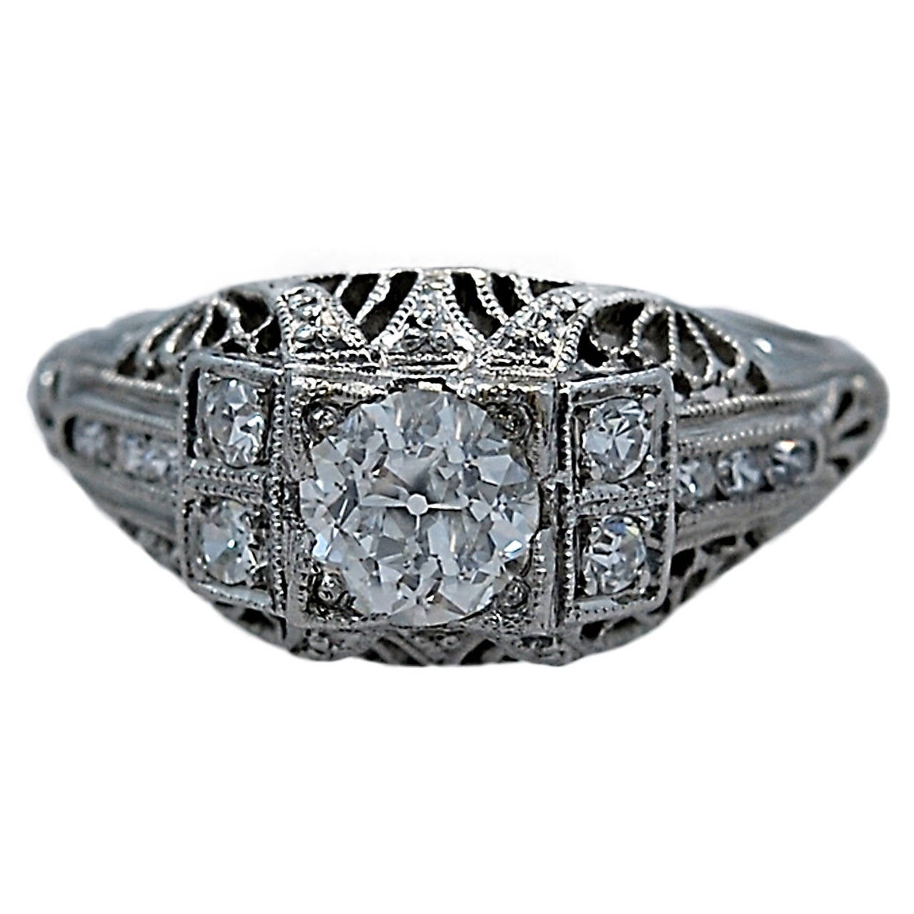 S. Kirk & Son Art Deco .53 Carat Diamond Platinum Engagement Ring