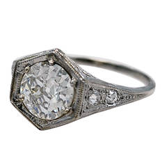 Amazing Art Deco 1.23 Carat Diamond Platinum Engagement Ring