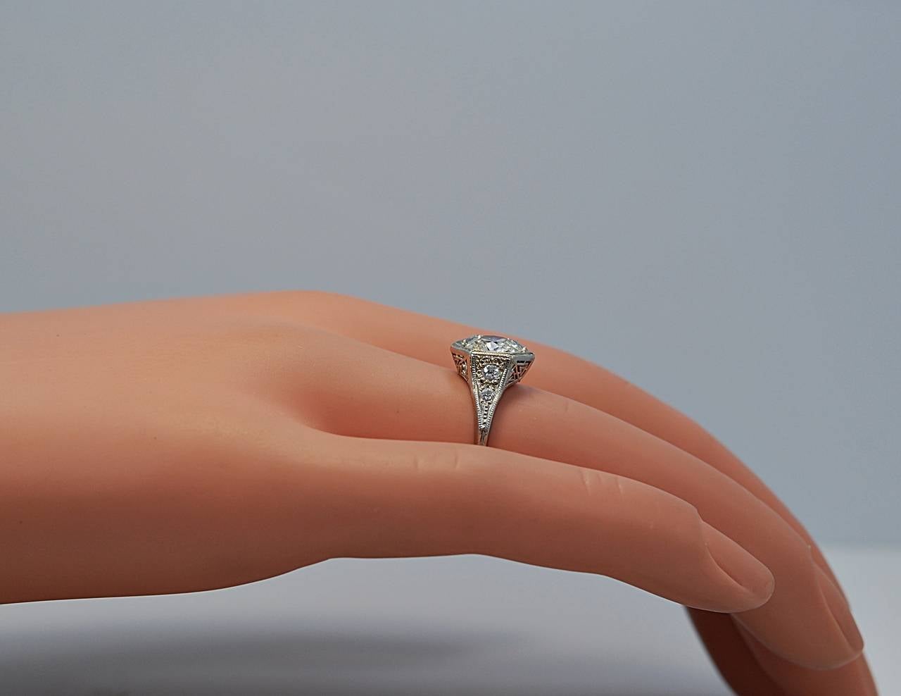 Amazing Art Deco 1.23 Carat Diamond Platinum Engagement Ring 1