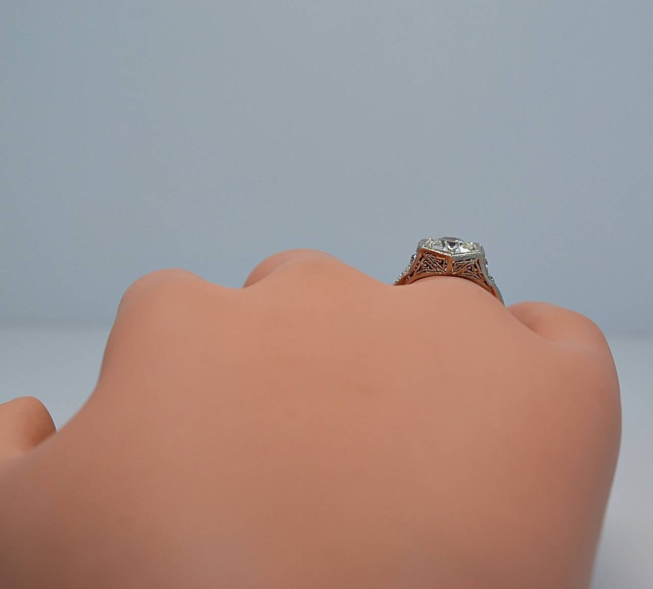 Amazing Art Deco 1.23 Carat Diamond Platinum Engagement Ring 3
