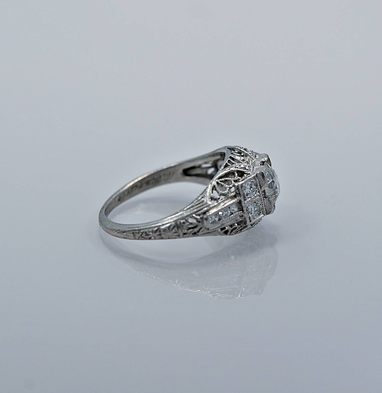 S. Kirk & Son Art Deco .53 Carat Diamond Platinum Engagement Ring In Excellent Condition In Tampa, FL