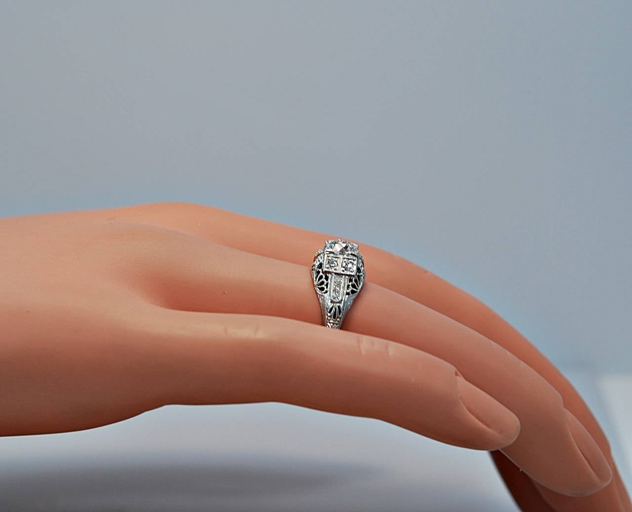 S. Kirk & Son Art Deco .53 Carat Diamond Platinum Engagement Ring 3