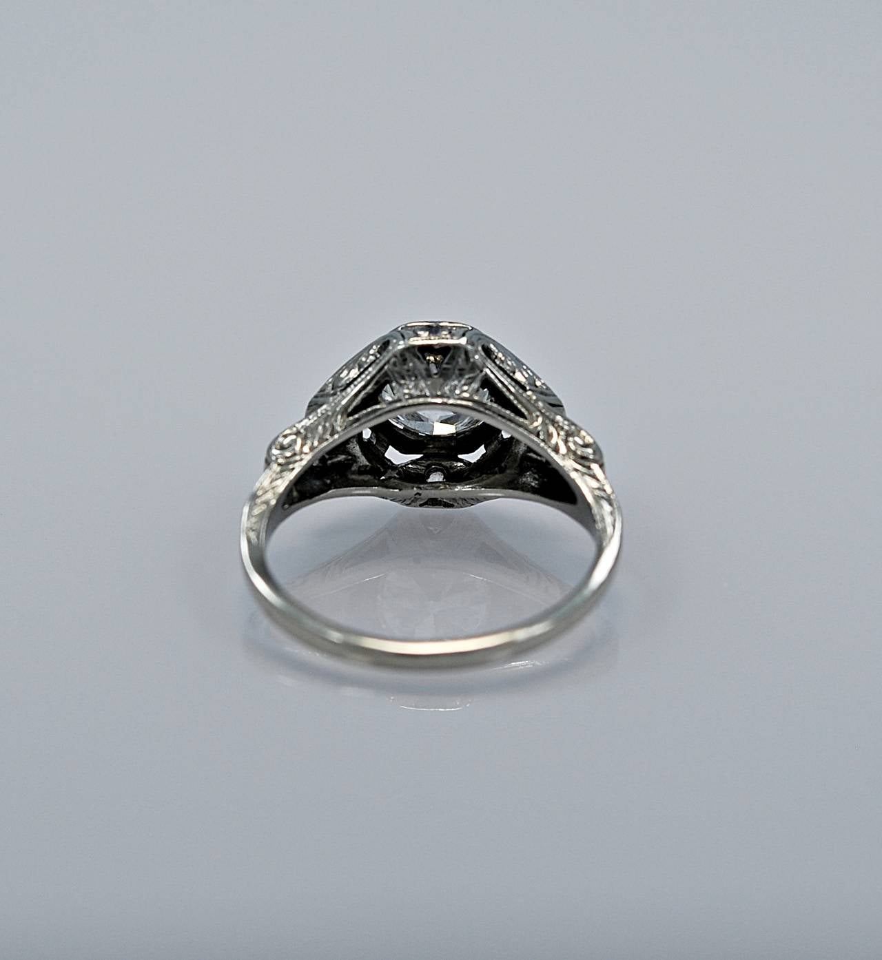 Old European Cut Sizzling Art Deco 1.15 Carat Diamond Gold Engagement Ring