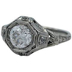 Sizzling Art Deco 1.15 Carat Diamond Gold Engagement Ring 6