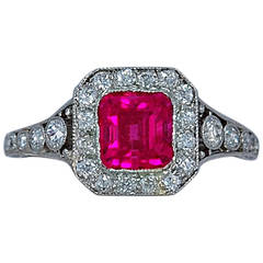 Antique Stunning Art Deco 1.00 Carat Natural Spinel Diamond Platinum Fashion Ring