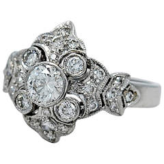 Beautiful 18K White Gold .40ct. Diamond Vintage Estate Engagement/Fashion Ring