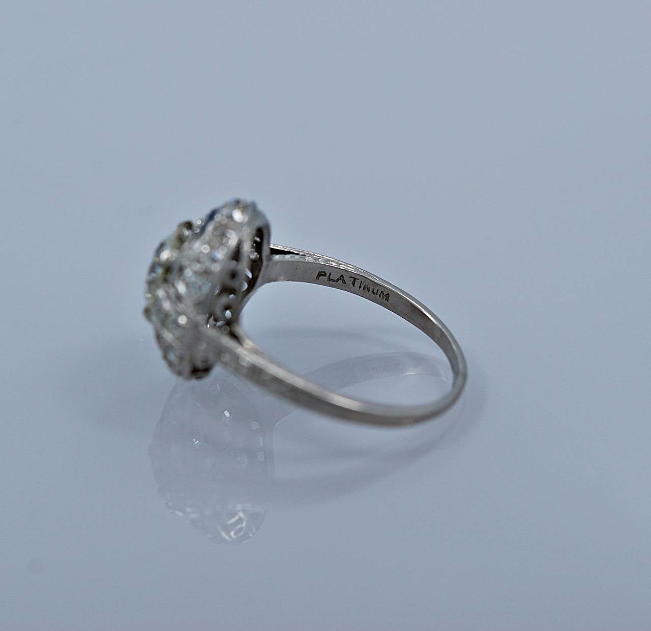 Women's Stellar Art Deco 1.20 Carat Diamond Sapphire Platinum Engagement Ring