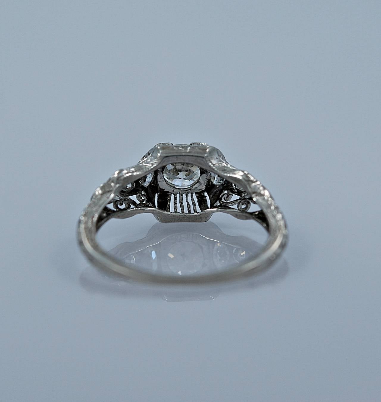 Outstanding Art Deco/Art Nouveau .50ct. Diamond & Platinum Engagement Ring In Excellent Condition In Tampa, FL