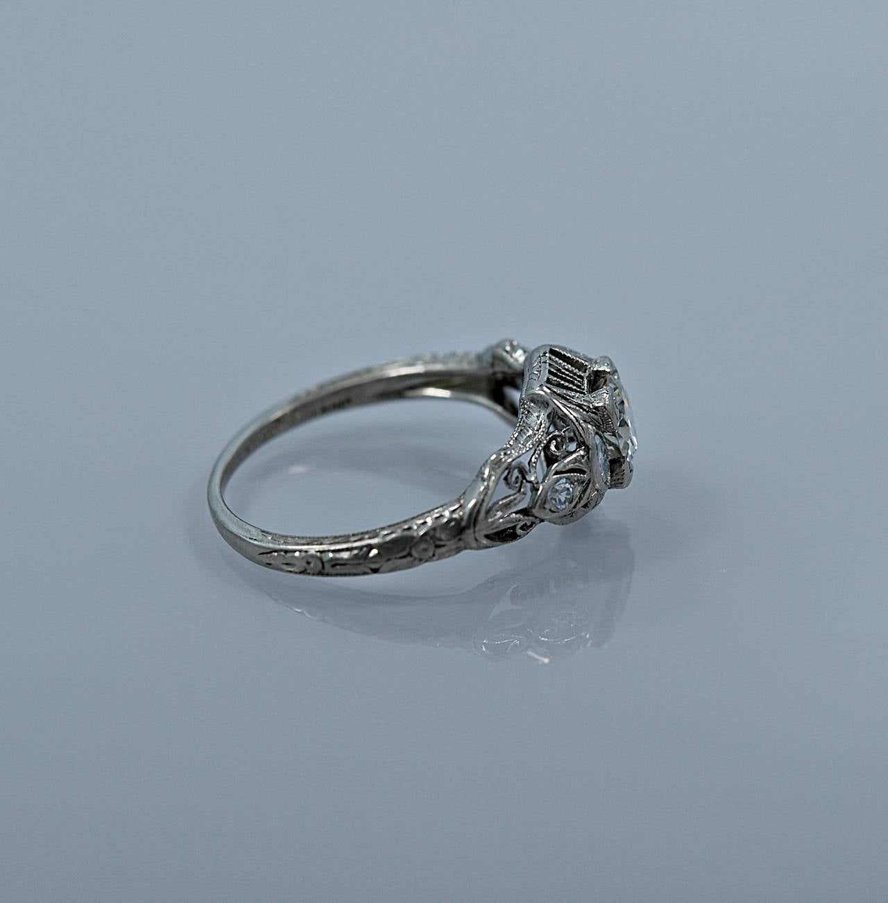 Women's Outstanding Art Deco/Art Nouveau .50ct. Diamond & Platinum Engagement Ring