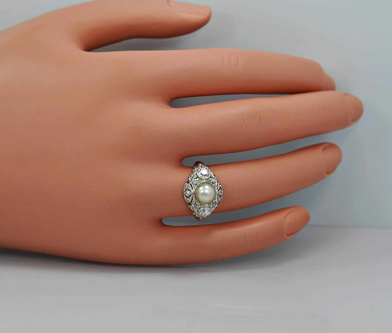 Unique Pearl Rings Unique Edwardian Pearl Diamond Platinum Engagement Ring at 1stDibs