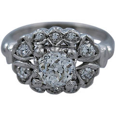 Art Deco 1.00 Carat Diamond Platinum Engagement Ring