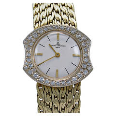 Vintage Baume & Mercier Lady's Yellow Gold Diamond Quartz Wristwatch