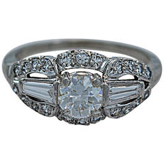 Outstanding Art Deco Diamond Platinum Engagement Ring