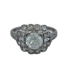 Art Deco 1.12 Carat Diamond Platinum Engagement Ring Art Deco 1.12 Carat Diamond Platinum Engagement Ring