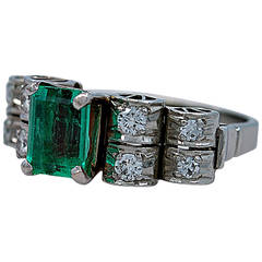 Gorgeous .95 Carat Emerald Diamond Platinum Engagement Ring