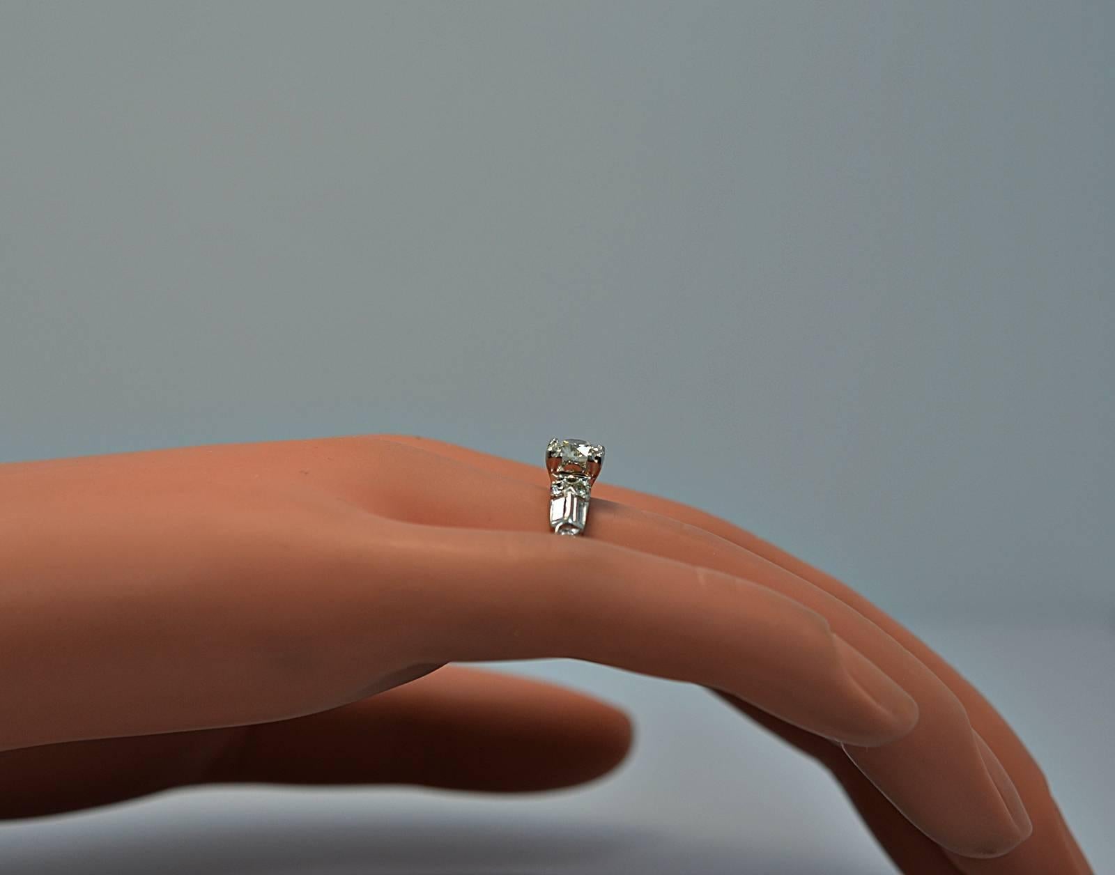 Stellar Art Deco .84 Carat Diamond Platinum Engagement Ring 1