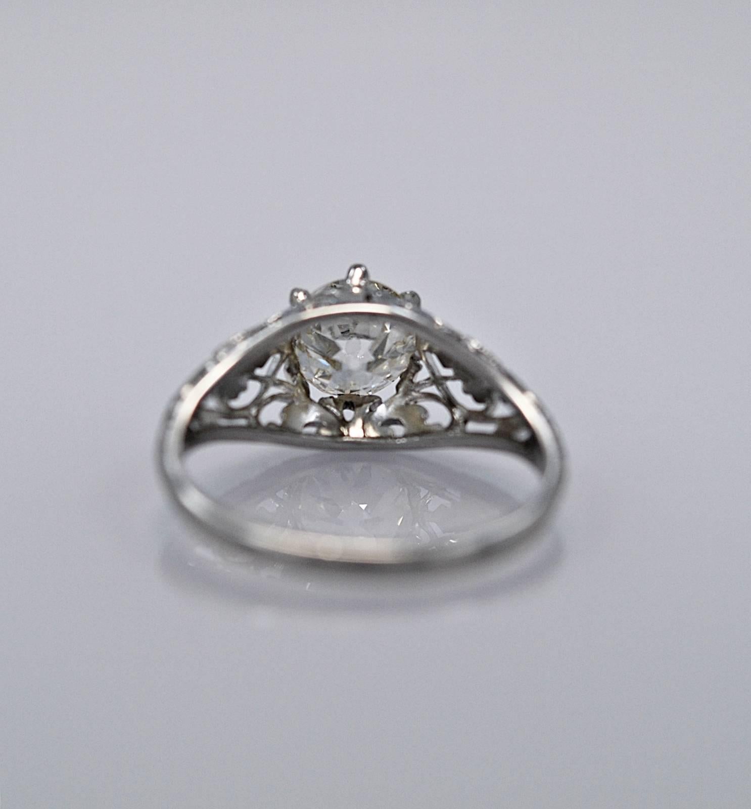 Art Deco Amazing Edwardian 1.40 Carat Diamond Platinum Engagement Ring