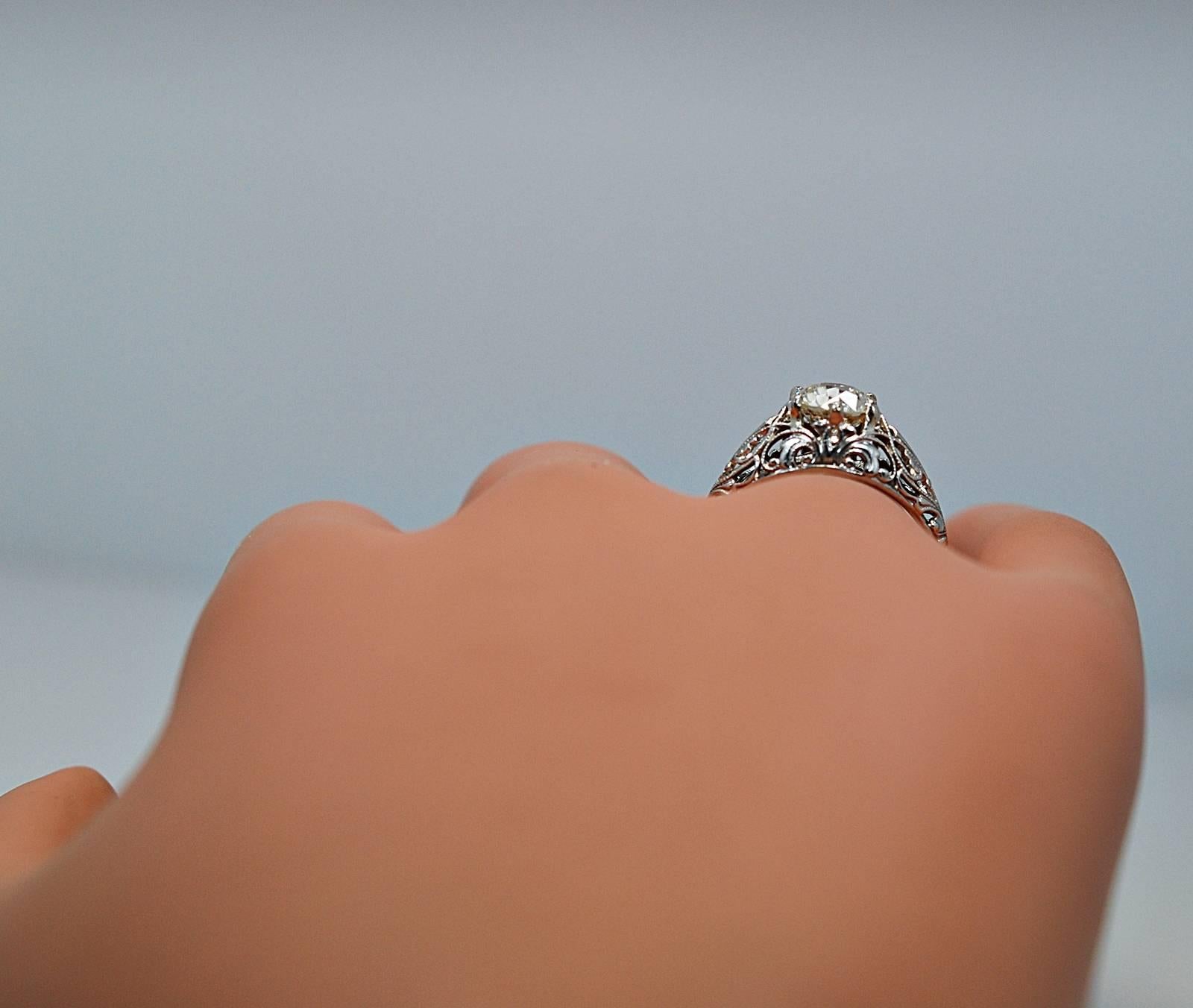 Amazing Edwardian 1.40 Carat Diamond Platinum Engagement Ring 1