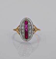 Edwardian Burma Ruby diamond Gold Fashion Ring