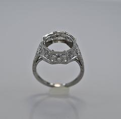 Art Deco Diamond Platinum Mounting for a 4.50-5.00 Carat Precious Gemstone
