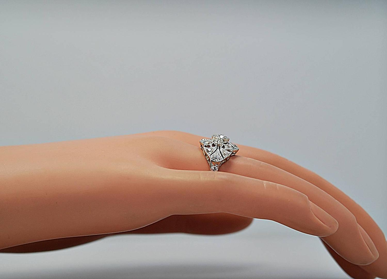 Art Deco Diamond Gold Engagement Ring For Sale at 1stdibs
