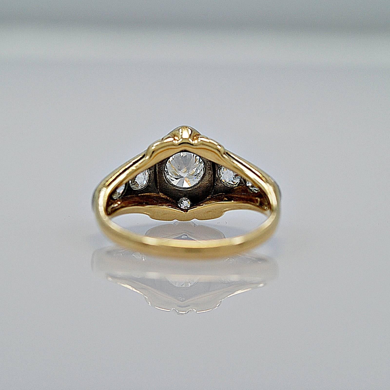 Art Deco .60 Carat Diamond Two Color Gold Engagement Ring In Excellent Condition In Tampa, FL