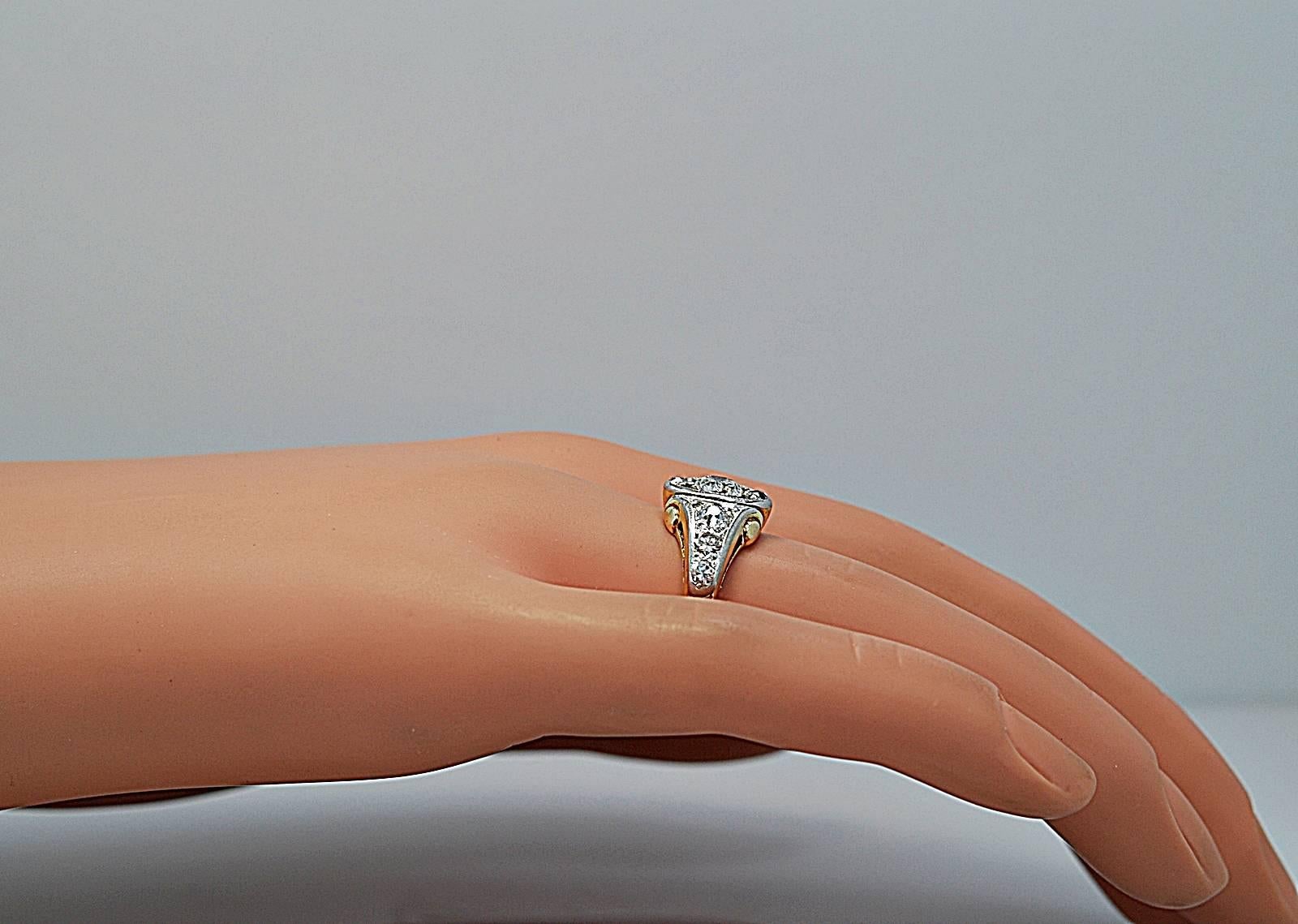 Art Deco .60 Carat Diamond Two Color Gold Engagement Ring 1