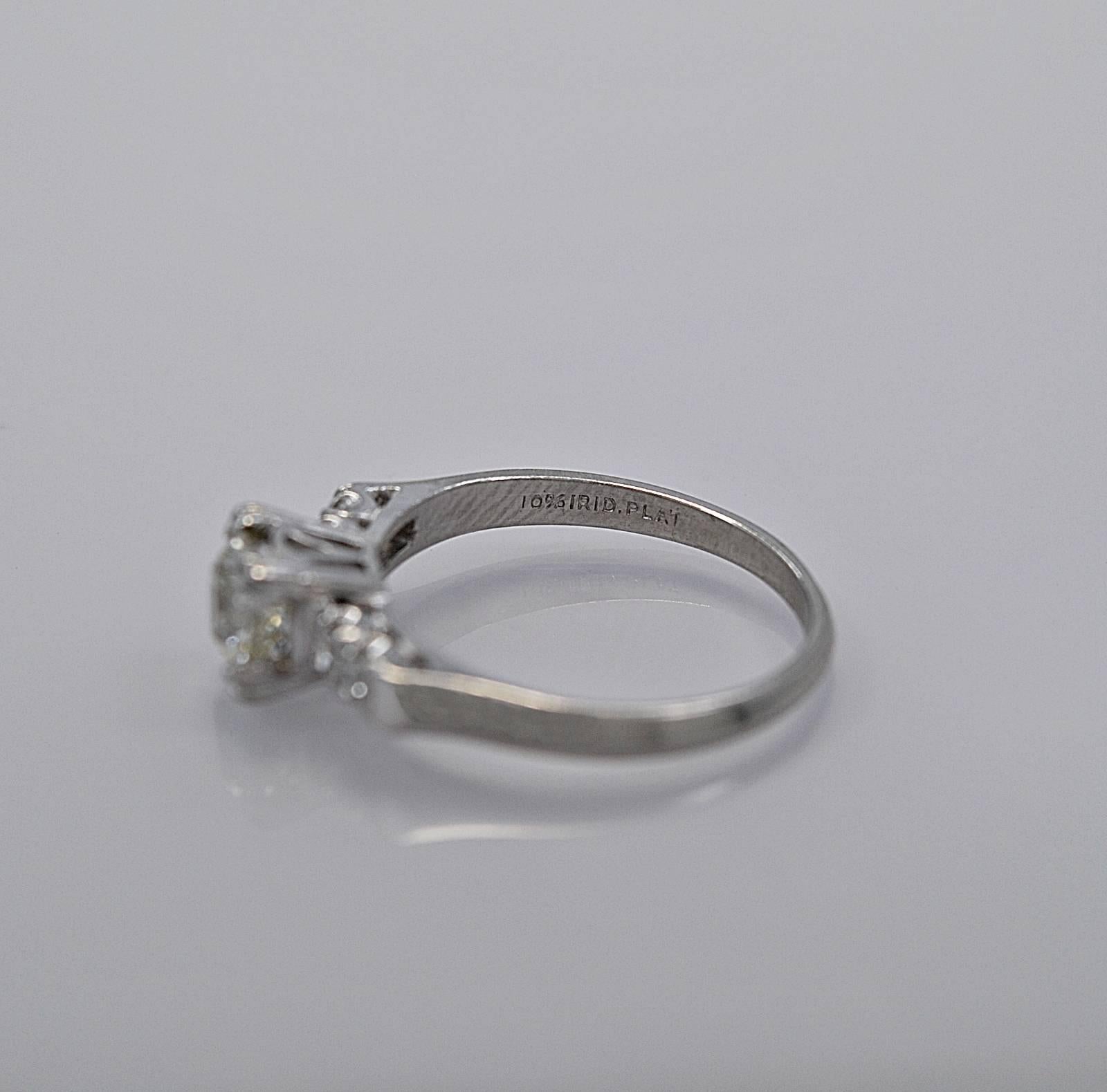 Art Deco .75 Carat Diamond Platinum Engagement Ring In Excellent Condition In Tampa, FL