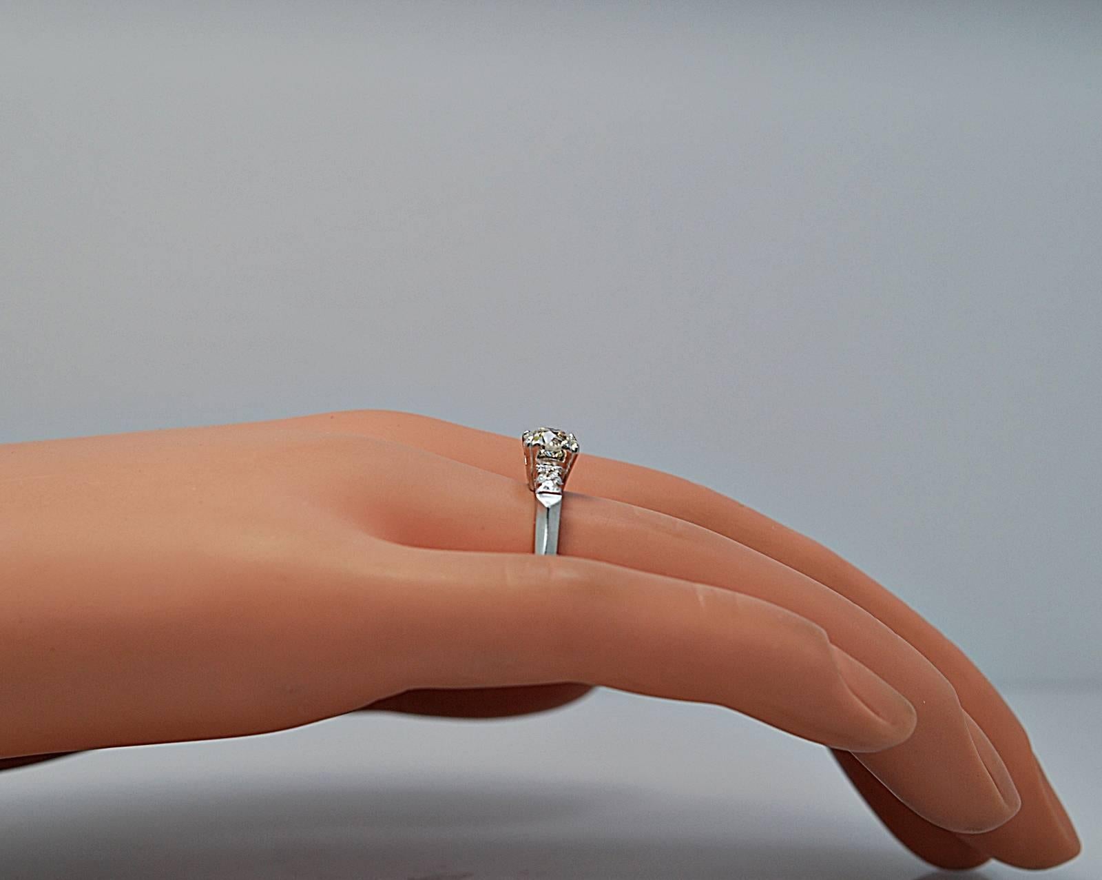 Art Deco .75 Carat Diamond Platinum Engagement Ring 2
