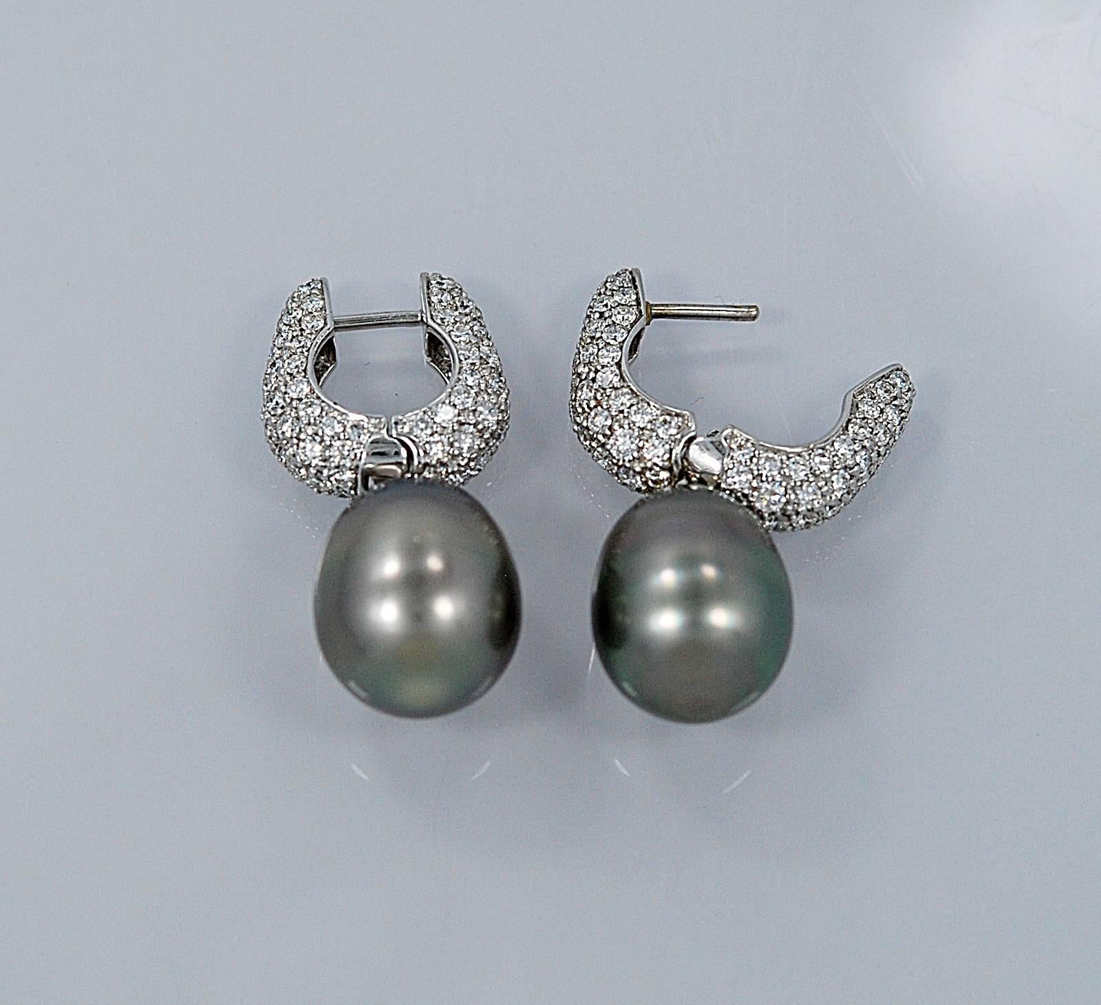 Modern South Sea Pearl 2.00 Carat Diamond Gold Earrings