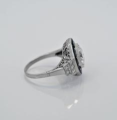 Antique Sapphire Diamond Platinum Engagement Ring