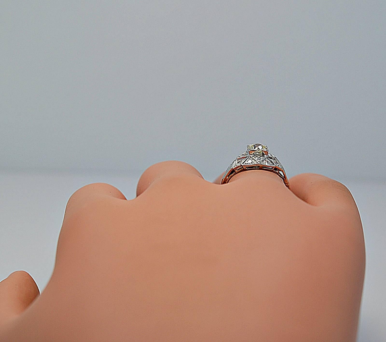 Edwardian Art Deco .40 Carat Diamond Platinum Engagement Ring