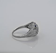Art Deco .30 Carat Diamond Sapphire Platinum Engagement Ring