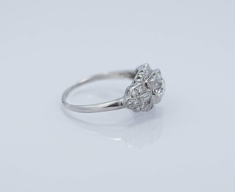 Antique .70 Carat Diamond Engagement Ring Platinum For Sale at 1stdibs