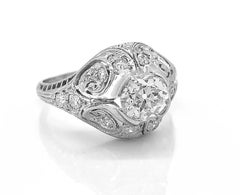 Antique Engagement Ring .82 Carat Diamond & Platinum Art Deco