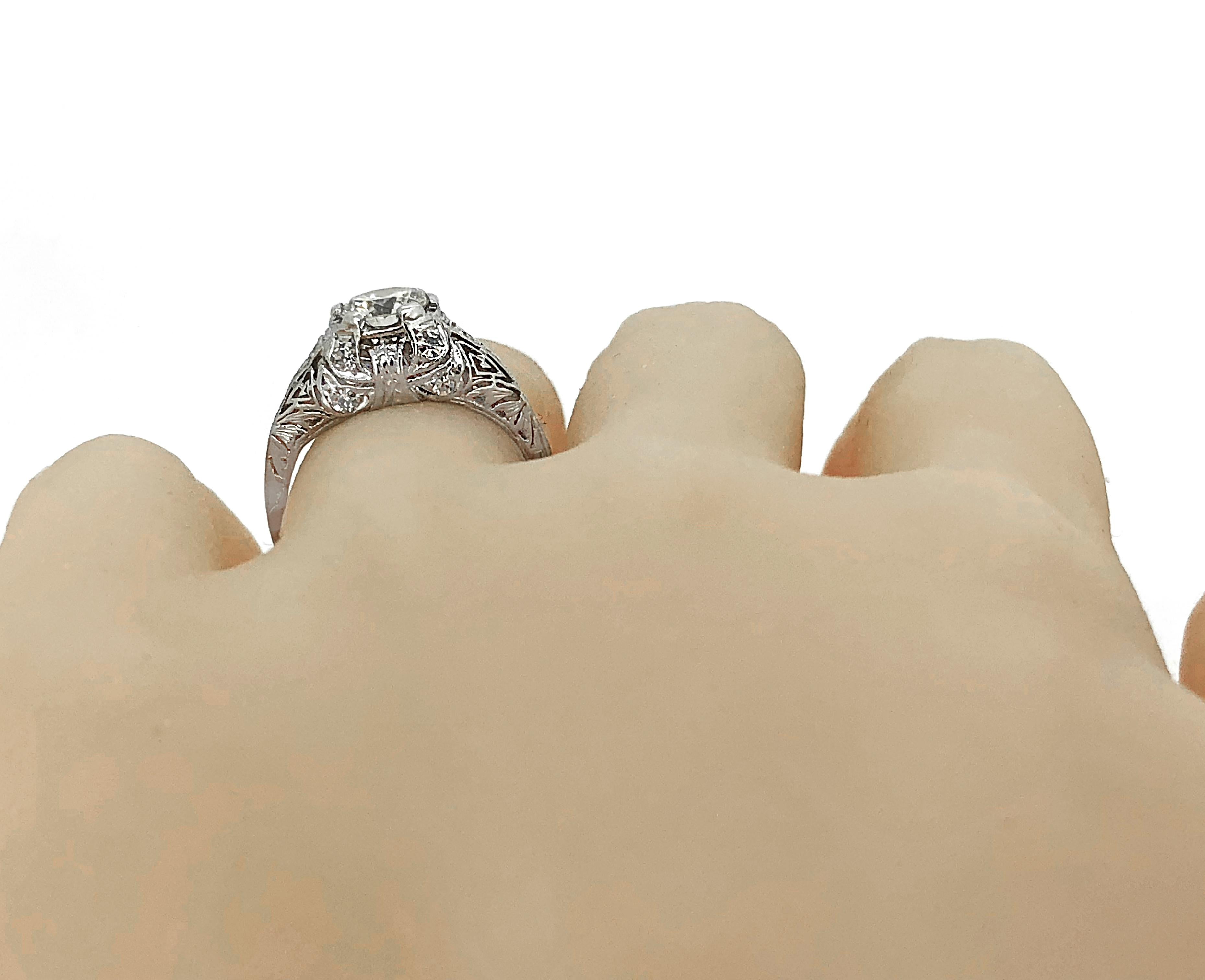 Edwardian .94 Carat Diamond and Platinum Antique Engagement Ring In Excellent Condition For Sale In Tampa, FL
