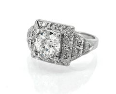 Stunning 1.23ct. Diamond & Platinum Art Deco Engagement Ring
