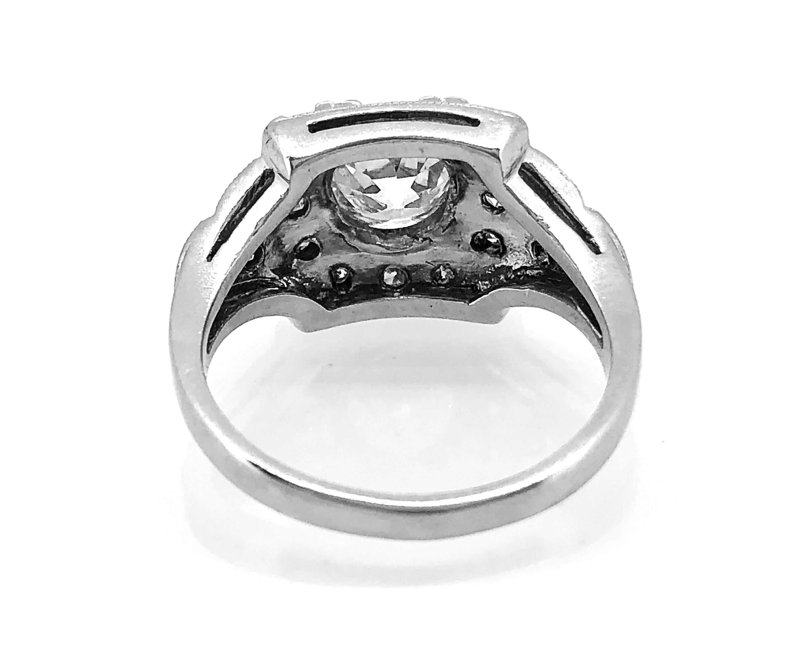 Women's Stunning 1.23ct. Diamond & Platinum Art Deco Engagement Ring For Sale