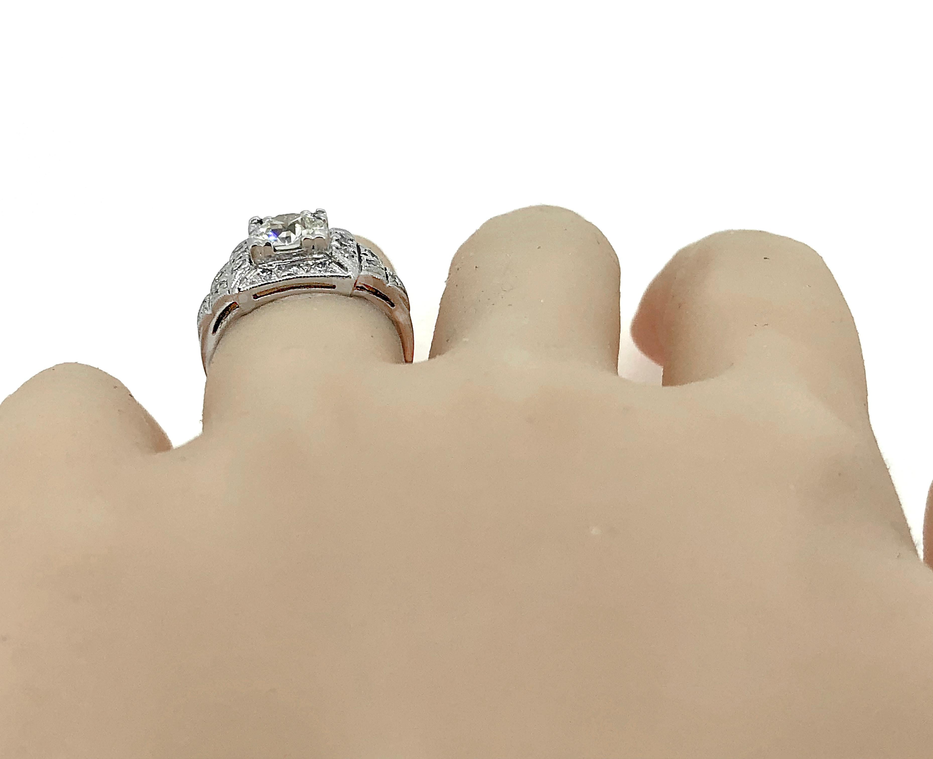 Stunning 1.23ct. Diamond & Platinum Art Deco Engagement Ring For Sale 1