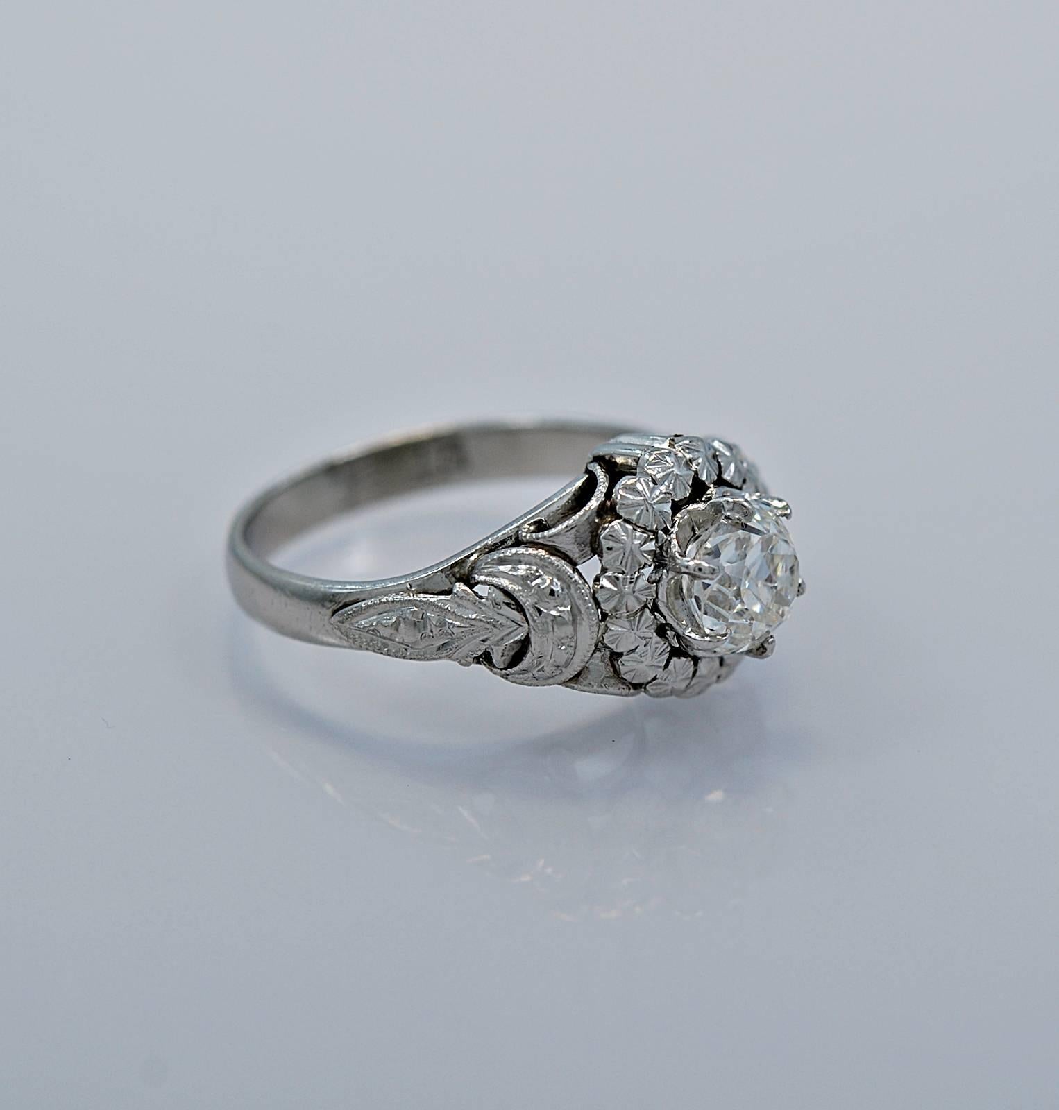 Exceptional Art Deco Diamond Platinum Engagement Ring In Excellent Condition In Tampa, FL